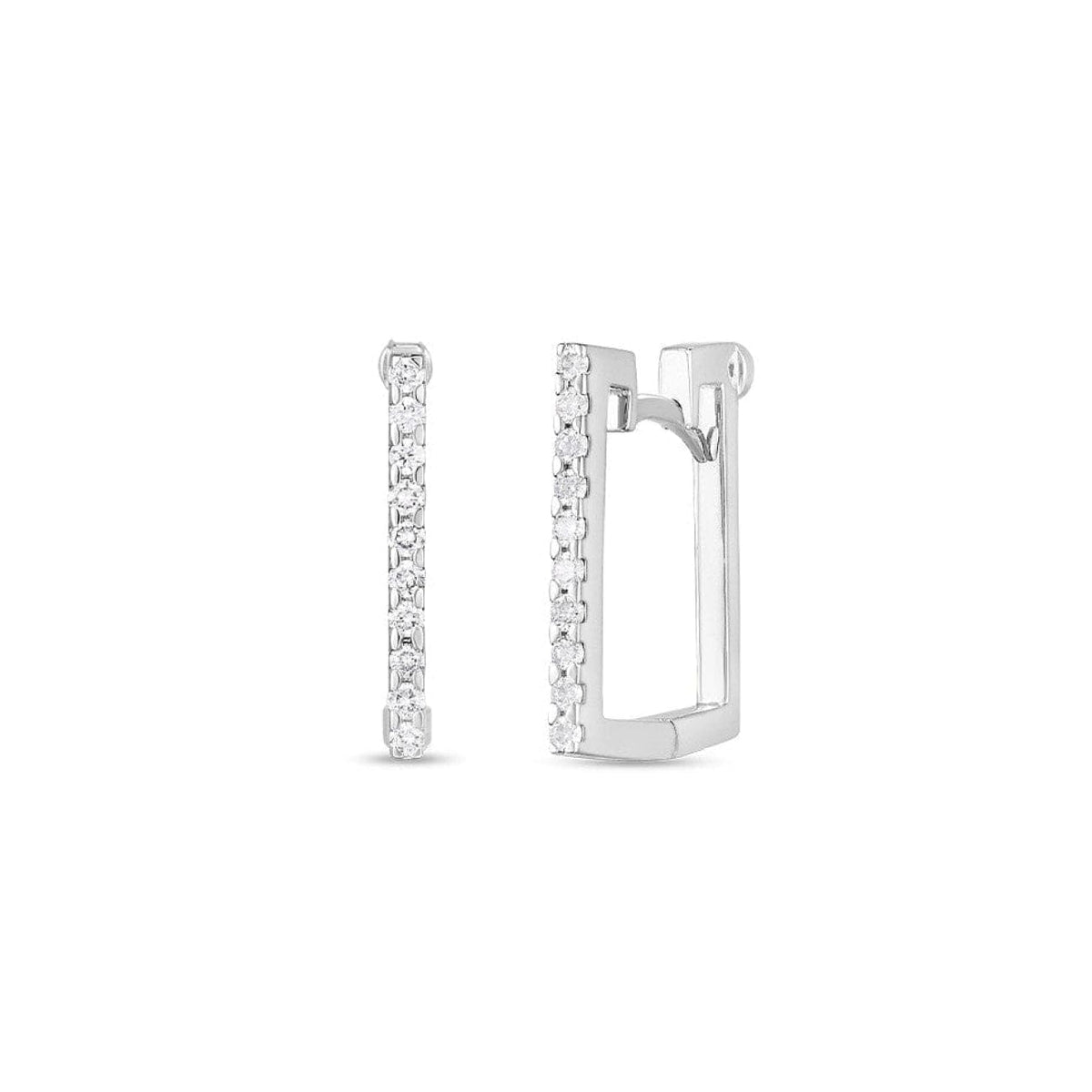 Roberto Coin Jewelry - Designer Gold 18K White Gold Diamond Square Earrings | Manfredi Jewels