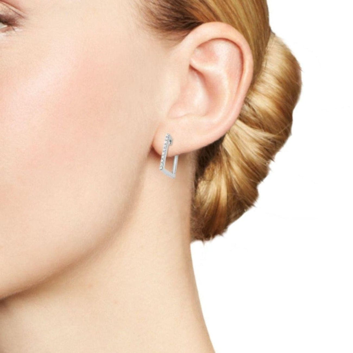 Roberto Coin Jewelry - Designer Gold 18K White Gold Diamond Square Earrings | Manfredi Jewels