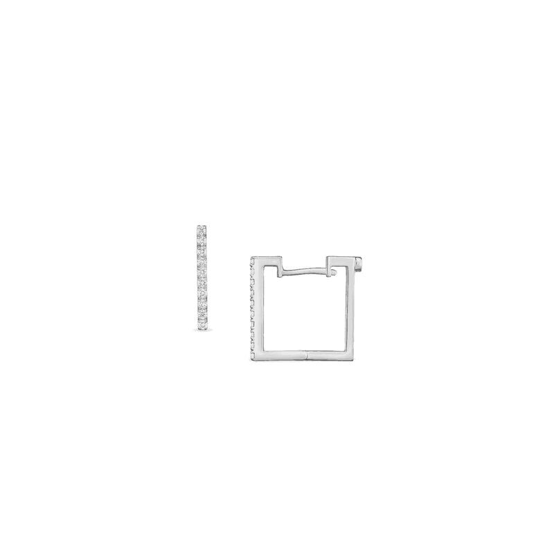 Roberto Coin Jewelry - Designer Gold 18K White Gold Diamond Square Earrings | Manfredi Jewels