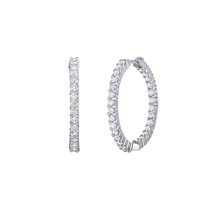 Roberto Coin Jewelry - 18K White Gold Petite Inside Outside The Perfect Diamond Hoop® Earrings | Manfredi Jewels