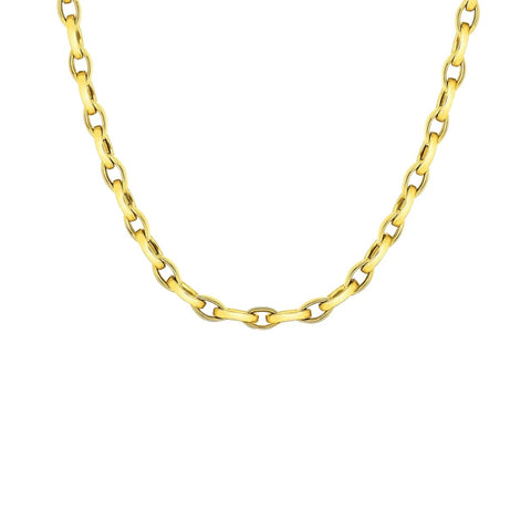 Designer Gold 18K Yellow Gold Almond Link Chain Necklace