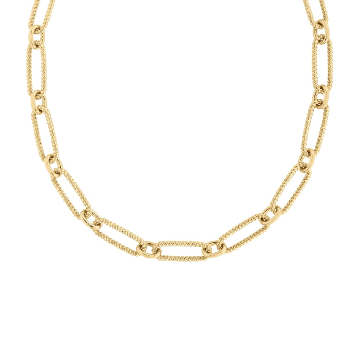 Roberto Coin Jewelry - Designer Gold 18K Yellow Gold Alternating Fluted Paperclip & Oval Link Necklace | Manfredi Jewels