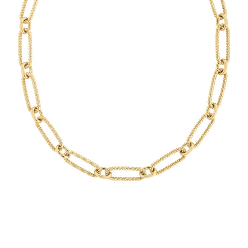 Roberto Coin Jewelry - Designer Gold 18K Yellow Alternating Fluted Paperclip & Oval Link Necklace | Manfredi Jewels