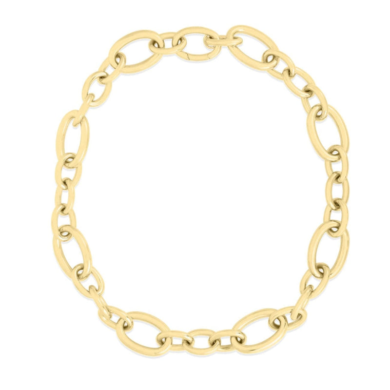 Roberto Coin Jewelry - Designer Gold 18K Yellow Alternating Oval Link Chain Necklace | Manfredi Jewels