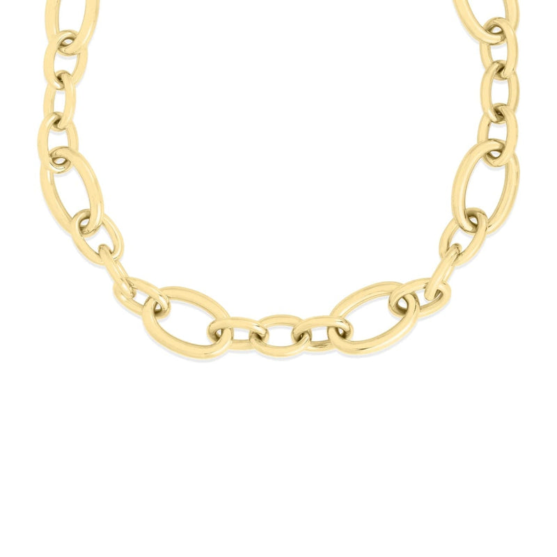 Roberto Coin Jewelry - Designer Gold 18K Yellow Gold Alternating Oval Link Chain Necklace | Manfredi Jewels