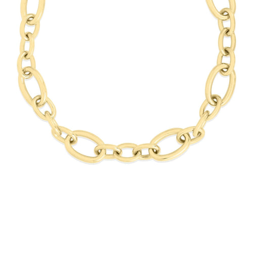 Roberto Coin Jewelry - Designer Gold 18K Yellow Alternating Oval Link Chain Necklace | Manfredi Jewels