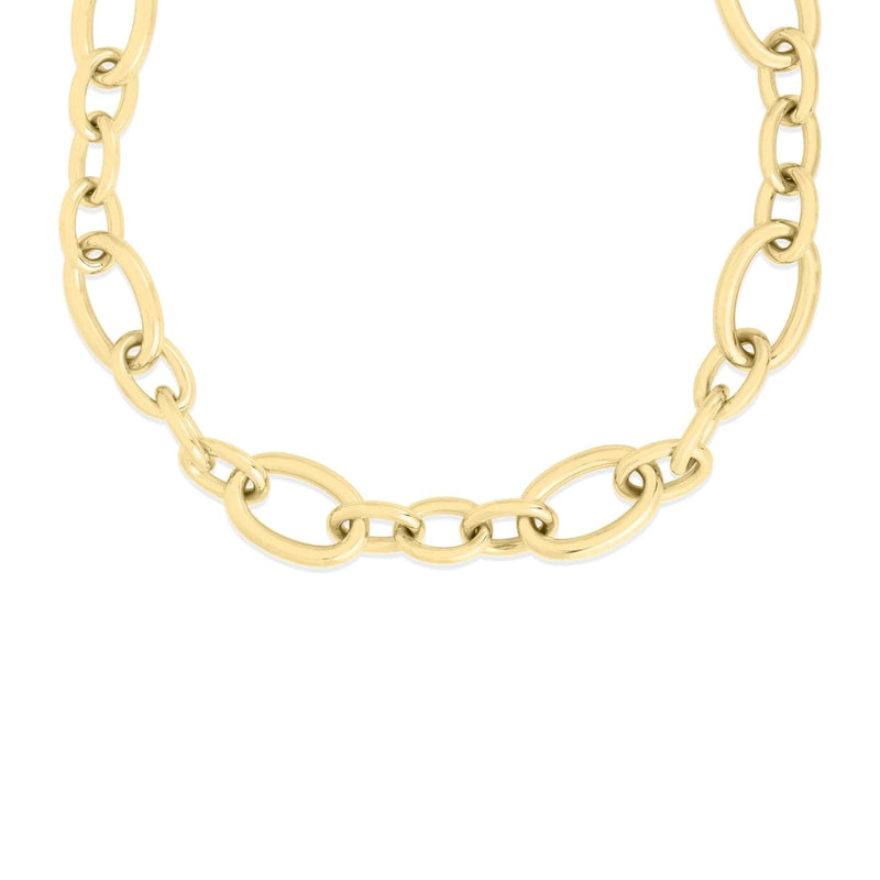 Roberto Coin Jewelry - Designer Gold 18K Yellow Alternating Oval Link Chain Necklace | Manfredi Jewels
