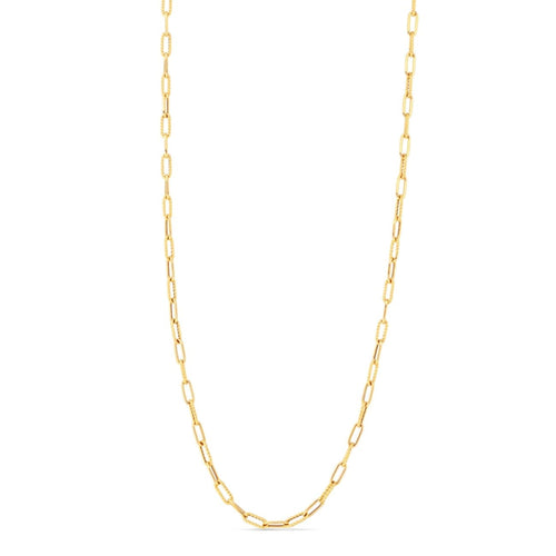 Roberto Coin Jewelry - Designer Gold 18K Yellow Fine Paperclip & Round Link Chain Necklace | Manfredi Jewels