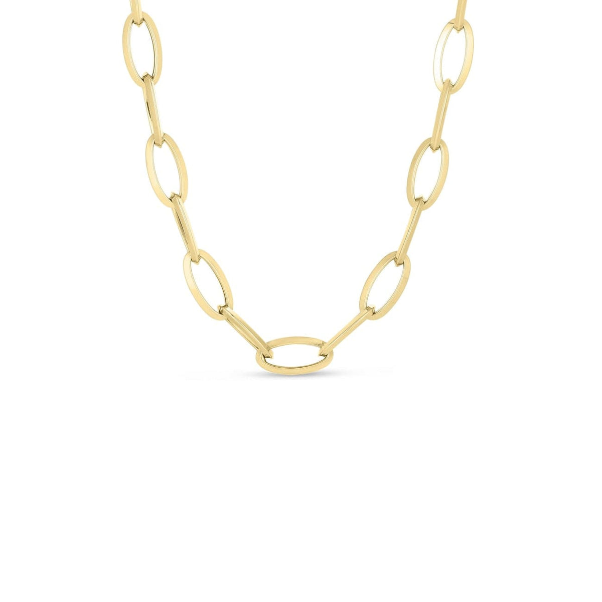 Roberto Coin Jewelry - Designer Gold 18K Yellow Gold Knife Edge Oval Link Chain Necklace | Manfredi Jewels