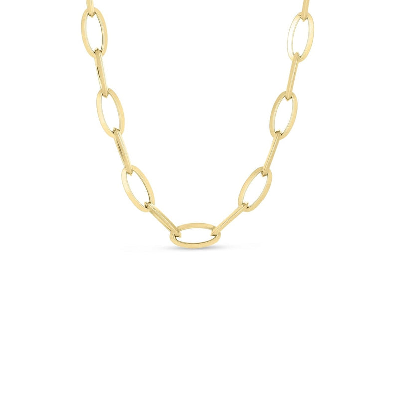 Roberto Coin Jewelry - Designer Gold 18K Yellow Gold Knife Edge Oval Link Chain Necklace | Manfredi Jewels