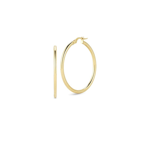 Designer Gold 18K Yellow Gold Medium Round Hoop Earrings