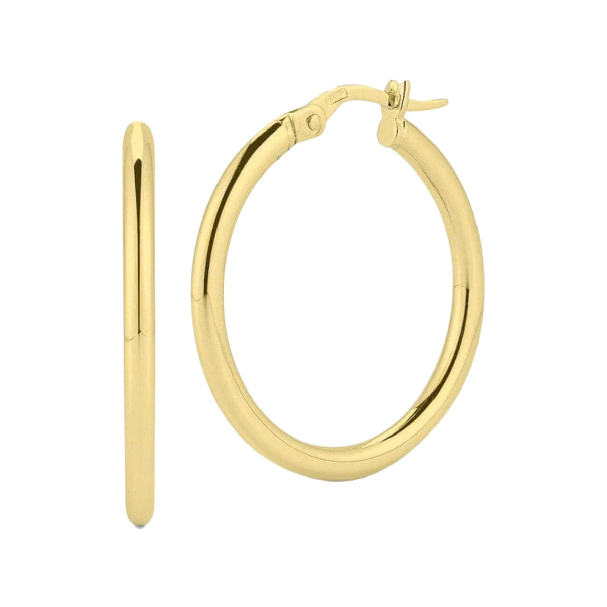 Roberto Coin Jewelry - Perfect 18K Yellow Gold Oval Small Round Hoop Earrings | Manfredi Jewels