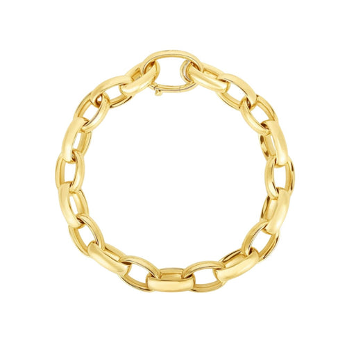 Roberto Coin Jewelry - Designer Gold 18K Yellow Oval Link Chunky Chain Bracelet | Manfredi Jewels