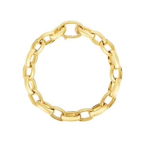 Designer Gold 18K Yellow Gold Oval Link Chunky Chain Bracelet