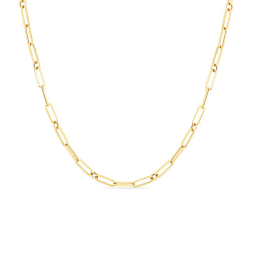 Roberto Coin Jewelry - Designer Gold 18K Yellow Gold Paperclip and Round Necklace | Manfredi Jewels