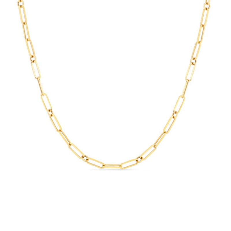 Roberto Coin Jewelry - Designer Gold 18K Yellow Paperclip and Round Necklace | Manfredi Jewels