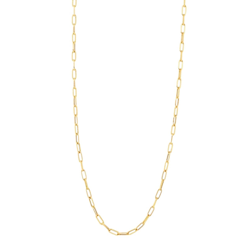 Roberto Coin Jewelry - Designer Gold 18K Yellow Shiny & Fluted Paperclip Chain Necklace | Manfredi Jewels