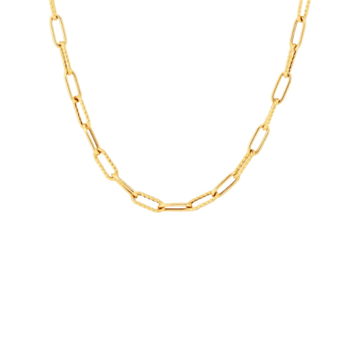 Roberto Coin Jewelry - Designer Gold 18K Yellow Gold Shiny & Fluted Paperclip Chain Necklace | Manfredi Jewels