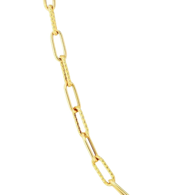 Roberto Coin Jewelry - Designer Gold 18K Yellow Shiny & Fluted Paperclip Chain Necklace | Manfredi Jewels