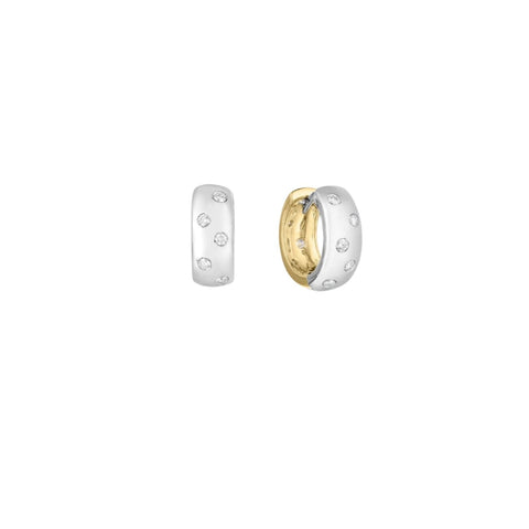 Designer Gold 18K Yellow & White Gold Diamond Reversible Hoop Earrings