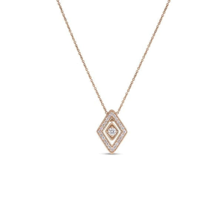 Roberto Coin Jewelry - Diamante 18K Rose Gold Small Diamond Pendant Necklace | Manfredi Jewels