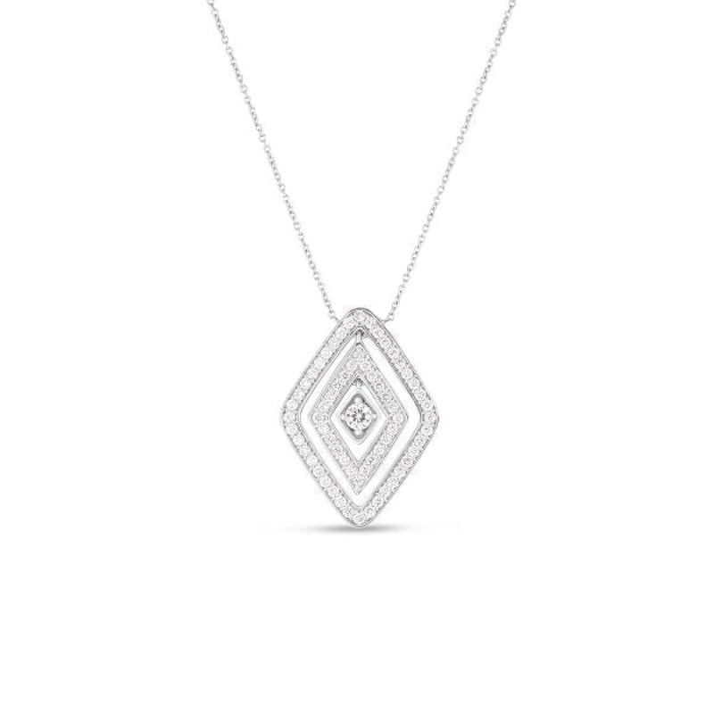 Roberto Coin Jewelry - Diamante 18K White Gold Large Diamond Pavé Pendant Necklace | Manfredi Jewels