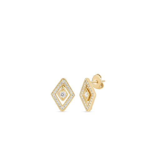 Roberto Coin Jewelry - Diamante 18K Yellow Gold Diamond Stud Earrings | Manfredi Jewels