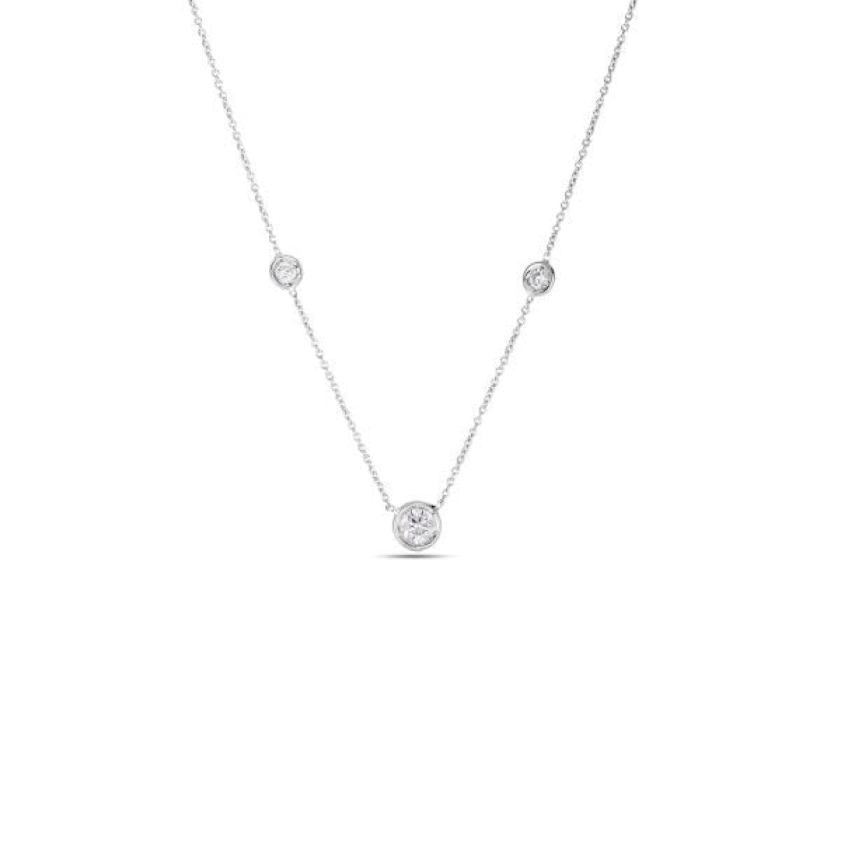 Roberto Coin Jewelry - Diamonds By The Inch 18K White Gold 3 Station Diamond Necklace | Manfredi Jewels