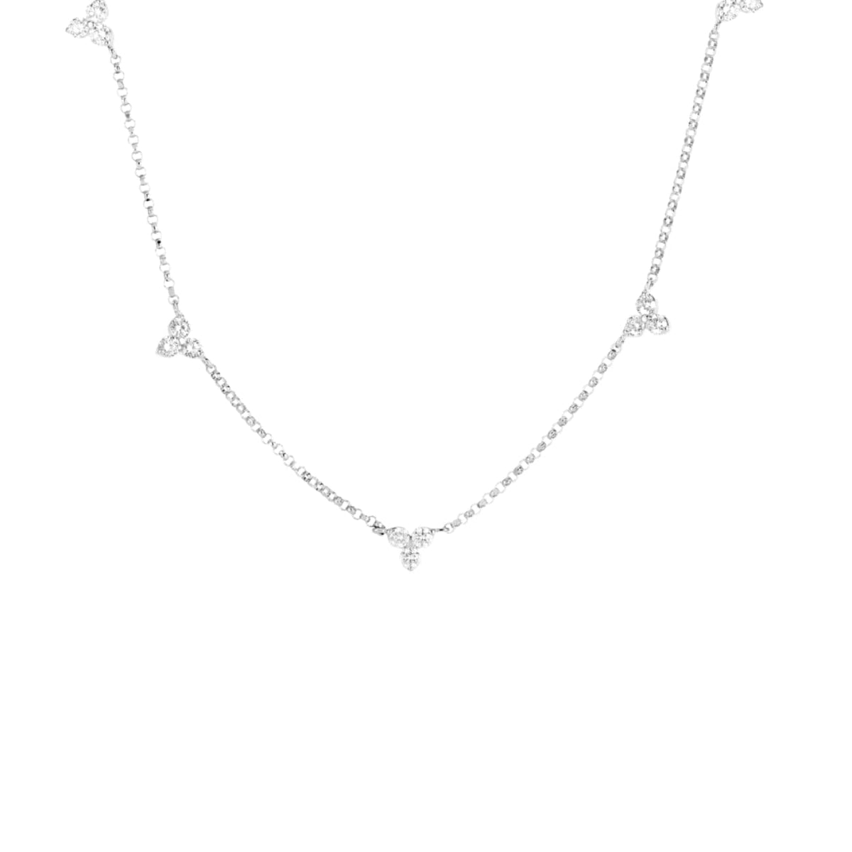 Roberto Coin Jewelry - Diamonds By The Inch 18K White Gold 5 Station Flower Diamond Necklace | Manfredi Jewels