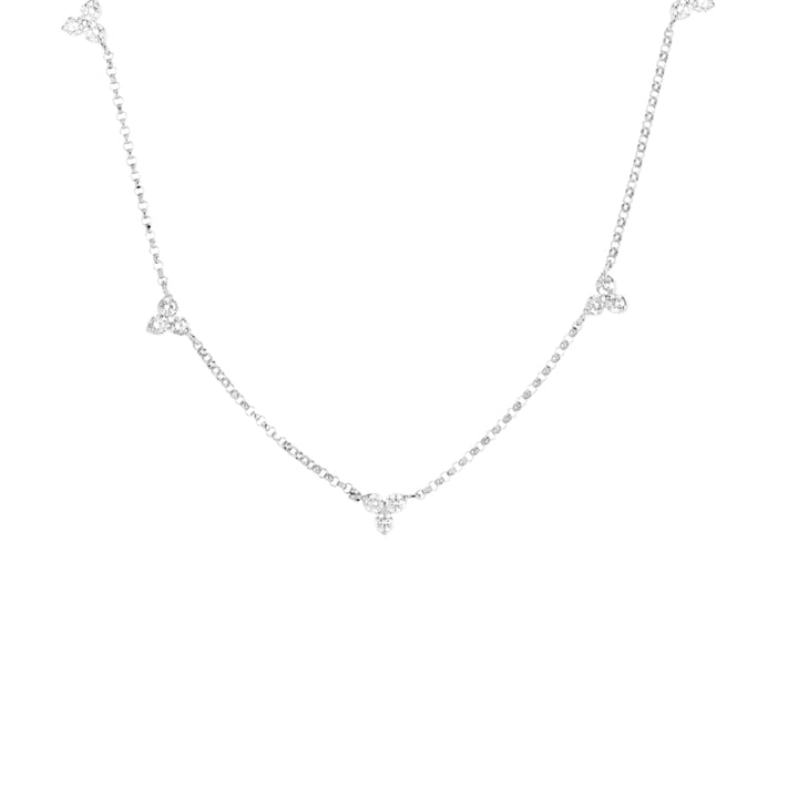 Roberto Coin Jewelry - Diamonds By The Inch 18K White Gold 5 Station Flower Diamond Necklace | Manfredi Jewels