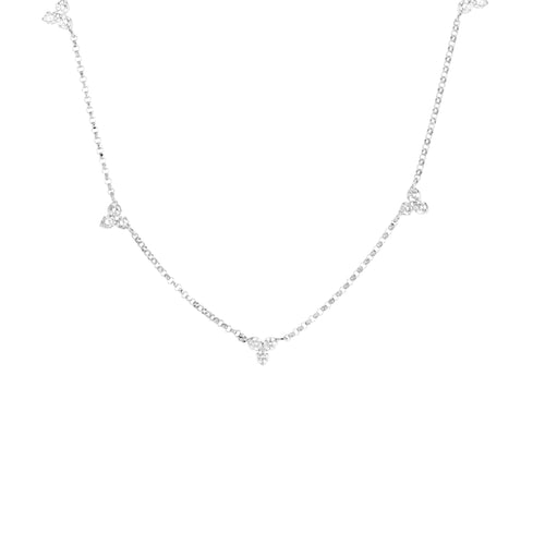 Roberto Coin Jewelry - Diamonds By The Inch 18K White Gold 5 Station Flower Diamond Necklace | Manfredi Jewels