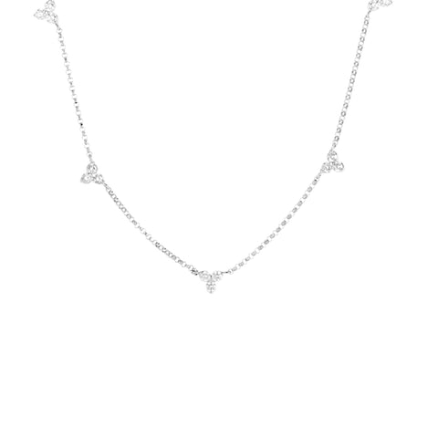 Diamonds By The Inch 18K White Gold 5 Station Flower Diamond Necklace