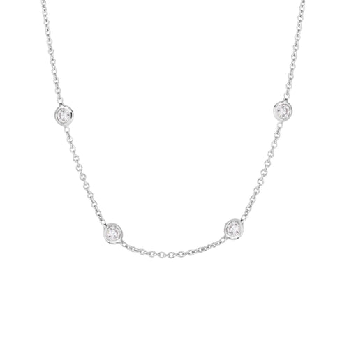 Roberto Coin Jewelry - Diamonds By The Inch 18K White Gold Diamond Station Necklace | Manfredi Jewels