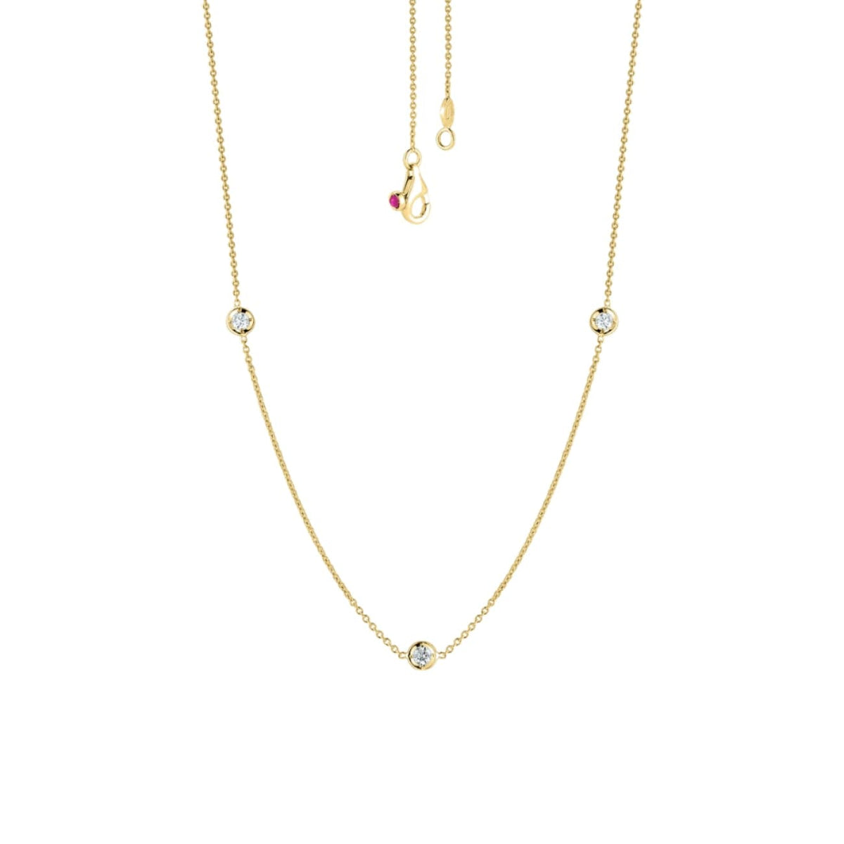 Roberto Coin Jewelry - Diamonds By The Inch 18K Yellow Gold 3 Station Diamond Necklace | Manfredi Jewels