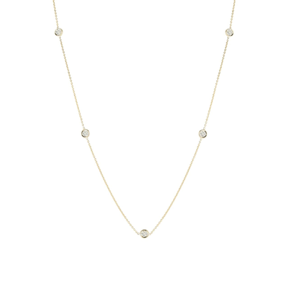 Roberto Coin Jewelry - Diamonds By The Inch 18K Yellow Gold 5 Station Diamond Necklace | Manfredi Jewels