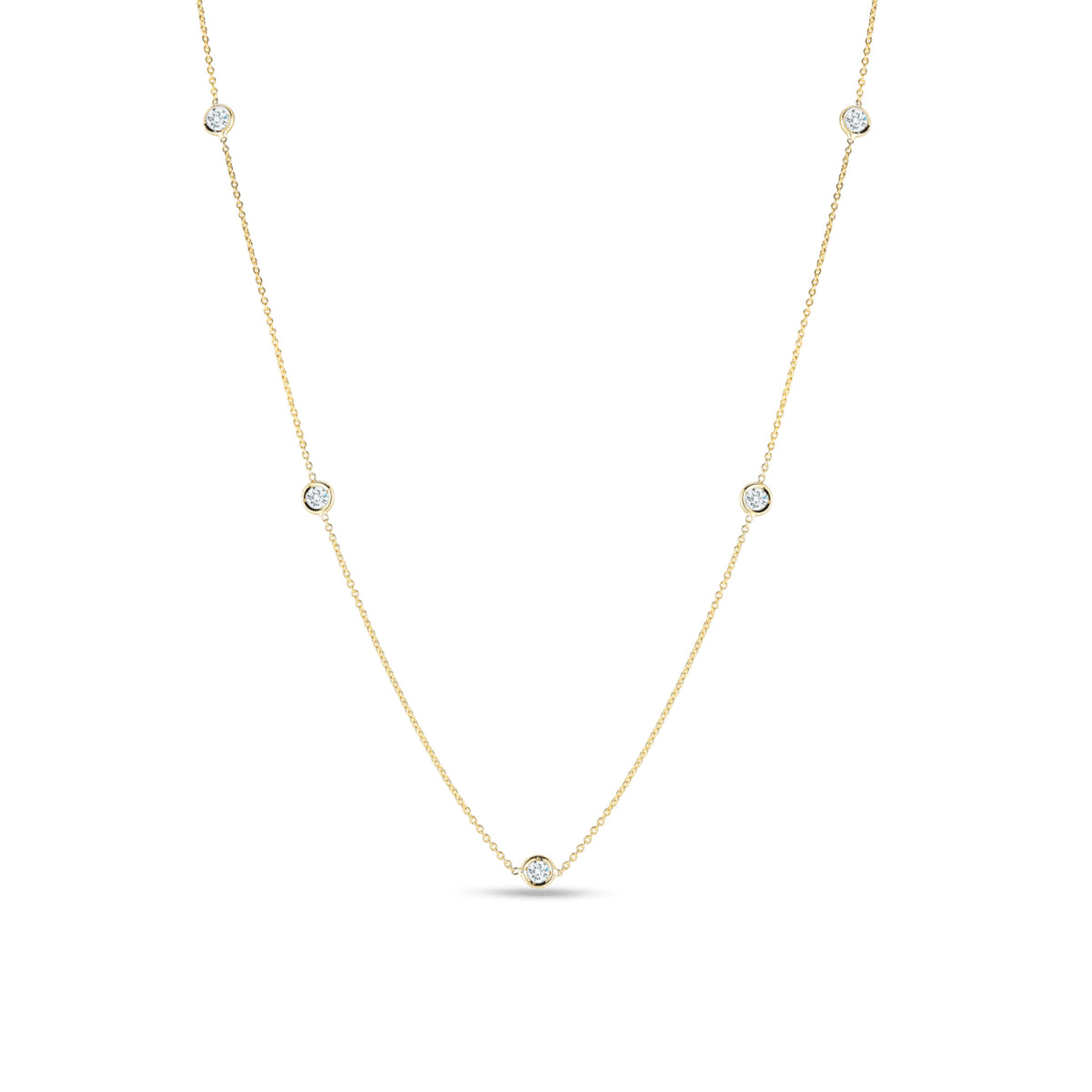 Roberto Coin Jewelry - Diamonds By The Inch 18K Yellow Gold 5 Station Diamond Necklace | Manfredi Jewels