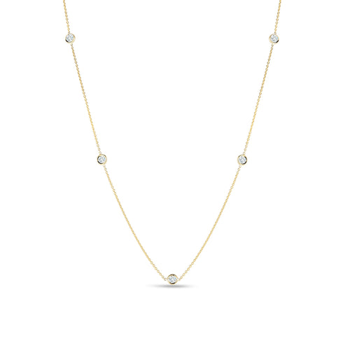 Roberto Coin Jewelry - Diamonds By The Inch 18K Yellow Gold 5 Station Diamond Necklace | Manfredi Jewels