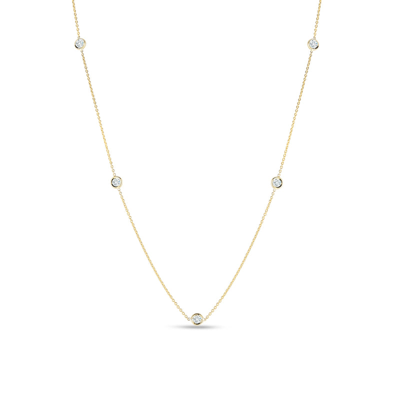 Roberto Coin Jewelry - Diamonds By The Inch 18K Yellow Gold 5 Station Diamond Necklace | Manfredi Jewels