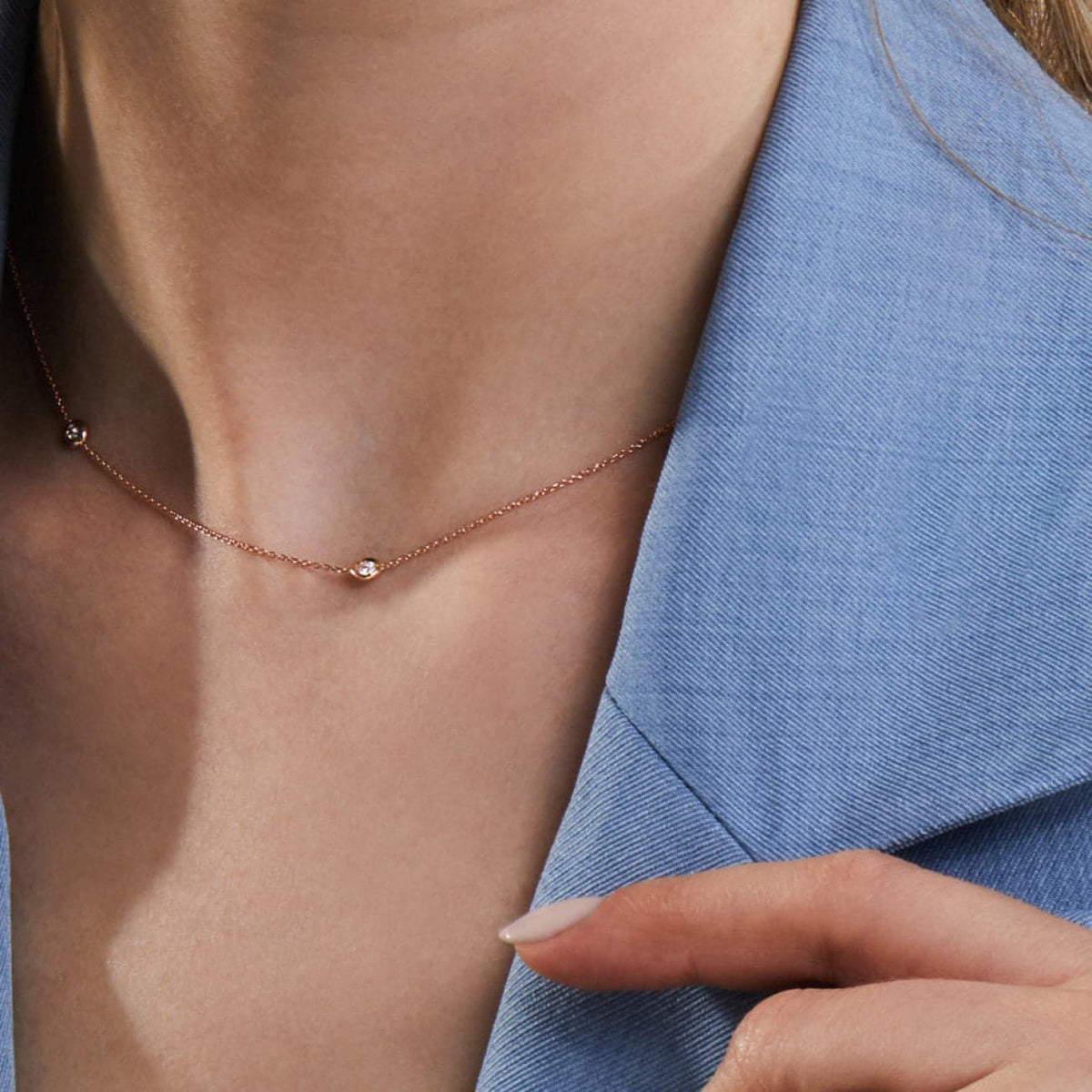 Roberto Coin Jewelry - Diamonds By The Inch 18K Yellow Gold 5 Station Diamond Necklace | Manfredi Jewels