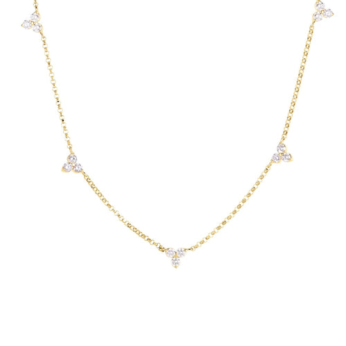 Roberto Coin Jewelry - Diamonds By The Inch 18K Yellow Gold 5 Station Flower Diamond Necklace | Manfredi Jewels