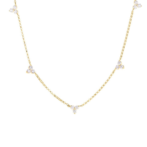 Diamonds By The Inch 18K Yellow Gold 5 Station Flower Diamond Necklace