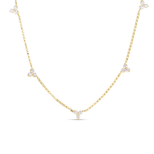 Roberto Coin Jewelry - Diamonds by the Inch 18K Yellow Gold Dangling 5 Station Diamond Necklace | Manfredi Jewels