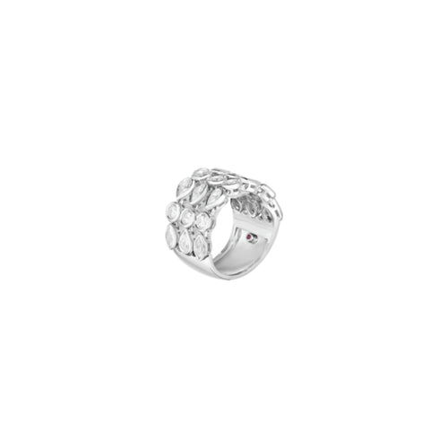 Roberto Coin Jewelry - Dolce 18K White Gold Flexible 3 Row Diamond Ring | Manfredi Jewels