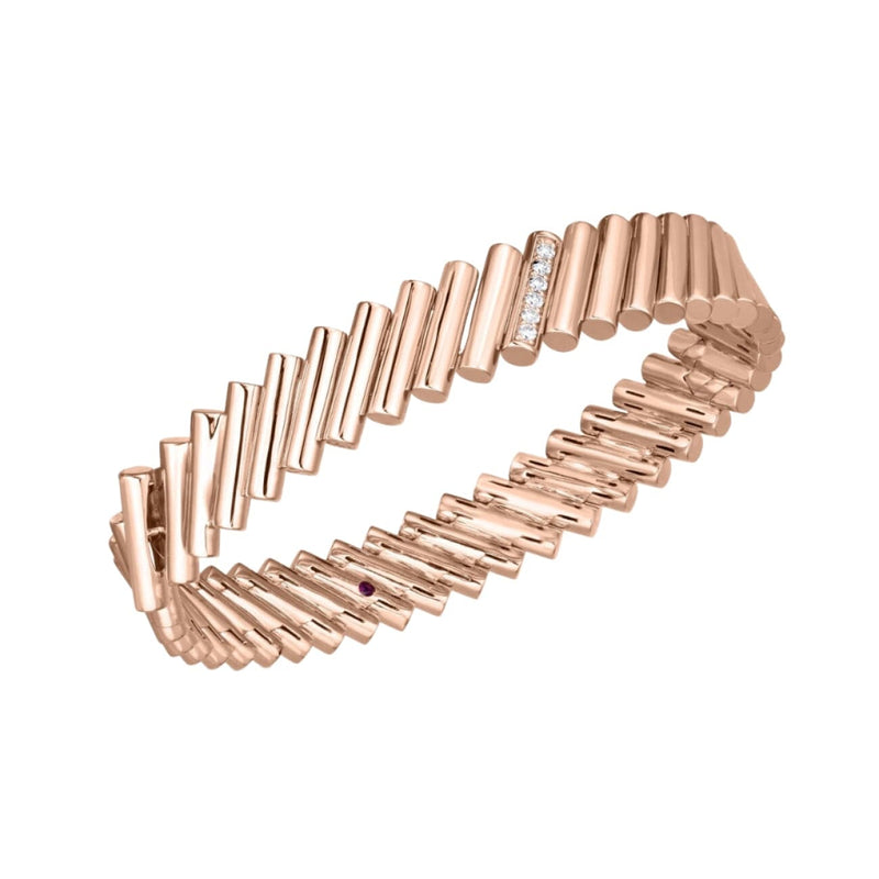 Roberto Coin Jewelry - Domino 18K Rose Gold Diamond Accent Bangle Bracelet | Manfredi Jewels