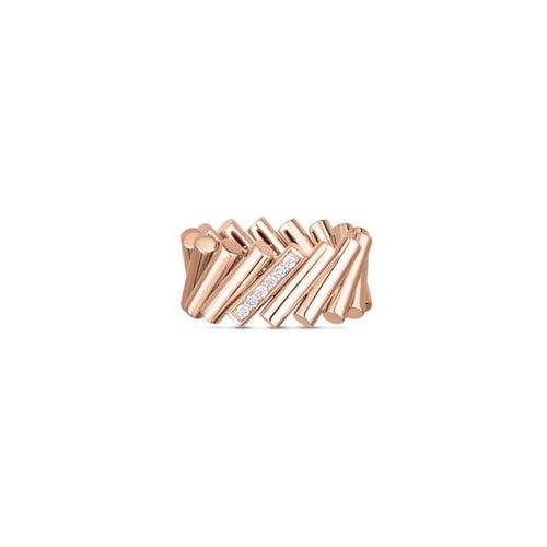 Roberto Coin Jewelry - Domino Collection Diamond 18K Rose Gold Ring | Manfredi Jewels
