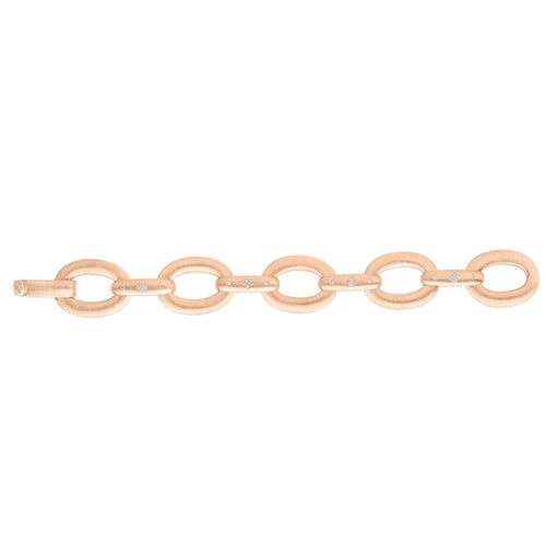 Roberto Coin Jewelry - Duchessa 18K Rose Gold Large Oval Link Diamond Satin Bracelet | Manfredi Jewels
