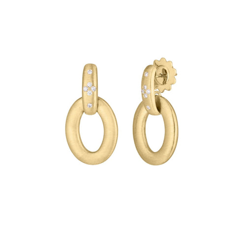 Roberto Coin Jewelry - Duchessa 18K Yellow Gold Diamond Accent Satin Doorknocker Earrings | Manfredi Jewels