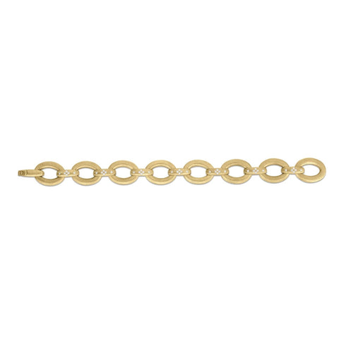 Duchessa 18K Yellow Gold Satin Diamond Accent Oval Link Bracelet