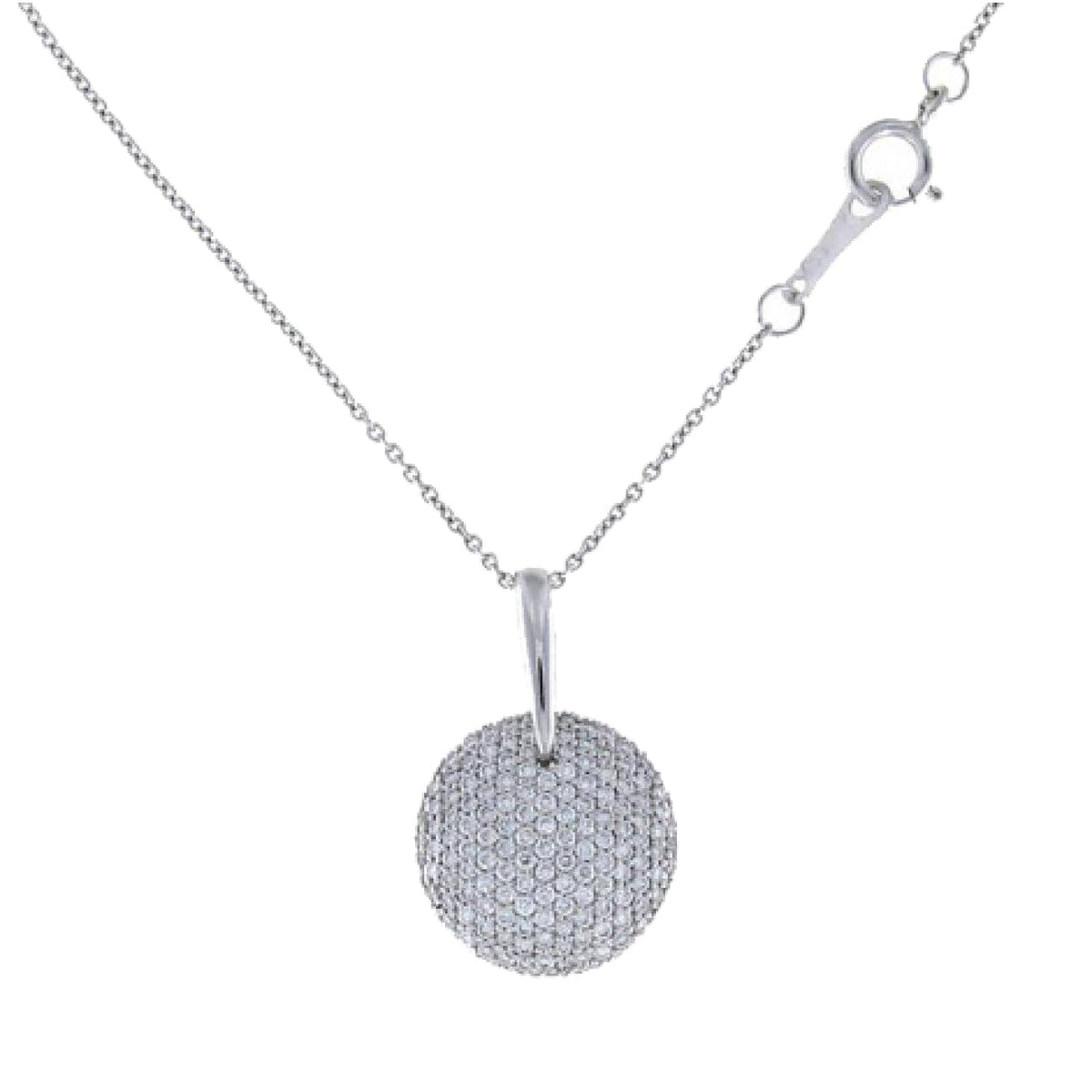 Roberto Coin Jewelry - Fantasia 18K White Gold Diamond Pavé Disc Pendant Necklace | Manfredi Jewels