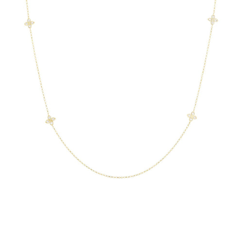 Roberto Coin Jewelry - Love By The Inch 18K Yellow Gold 10 Station Diamond Flower Long Necklace | Manfredi Jewels